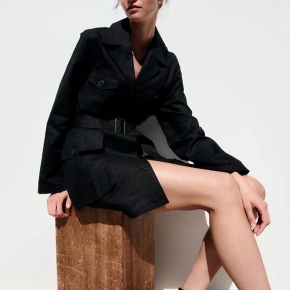 NEW WITH TAGS ZARA COLLECTION BELTED LINEN BLEND JACKET dress wrap dress - Picture 4 of 12